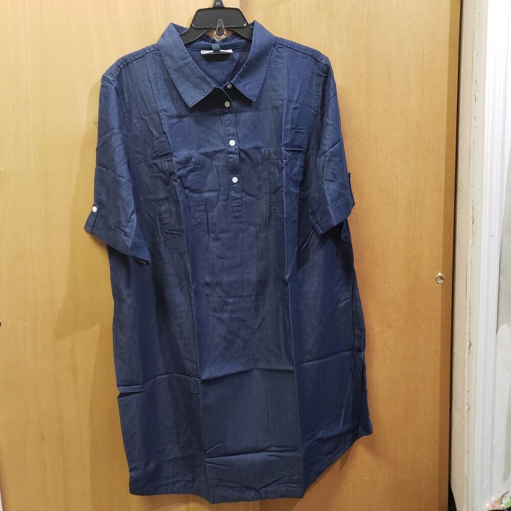 NWT Karen Scott cotton chambray shirt dress SZ 3XL NNN - Picture 4 of 6